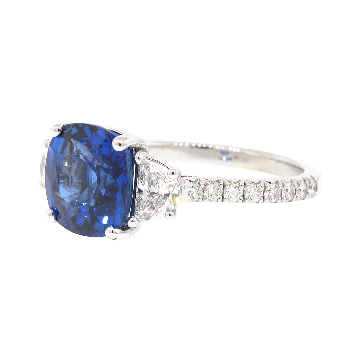 GIA Certified Sapphire and Diamond Engagement Ring