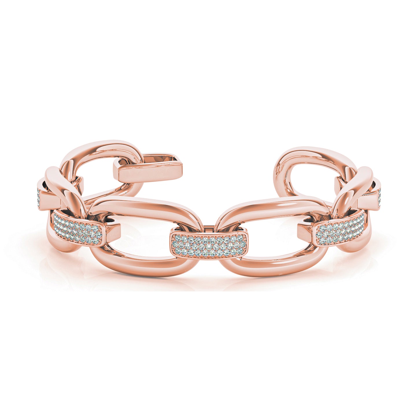 Oval & Diamond-Crusted Link Bracelet