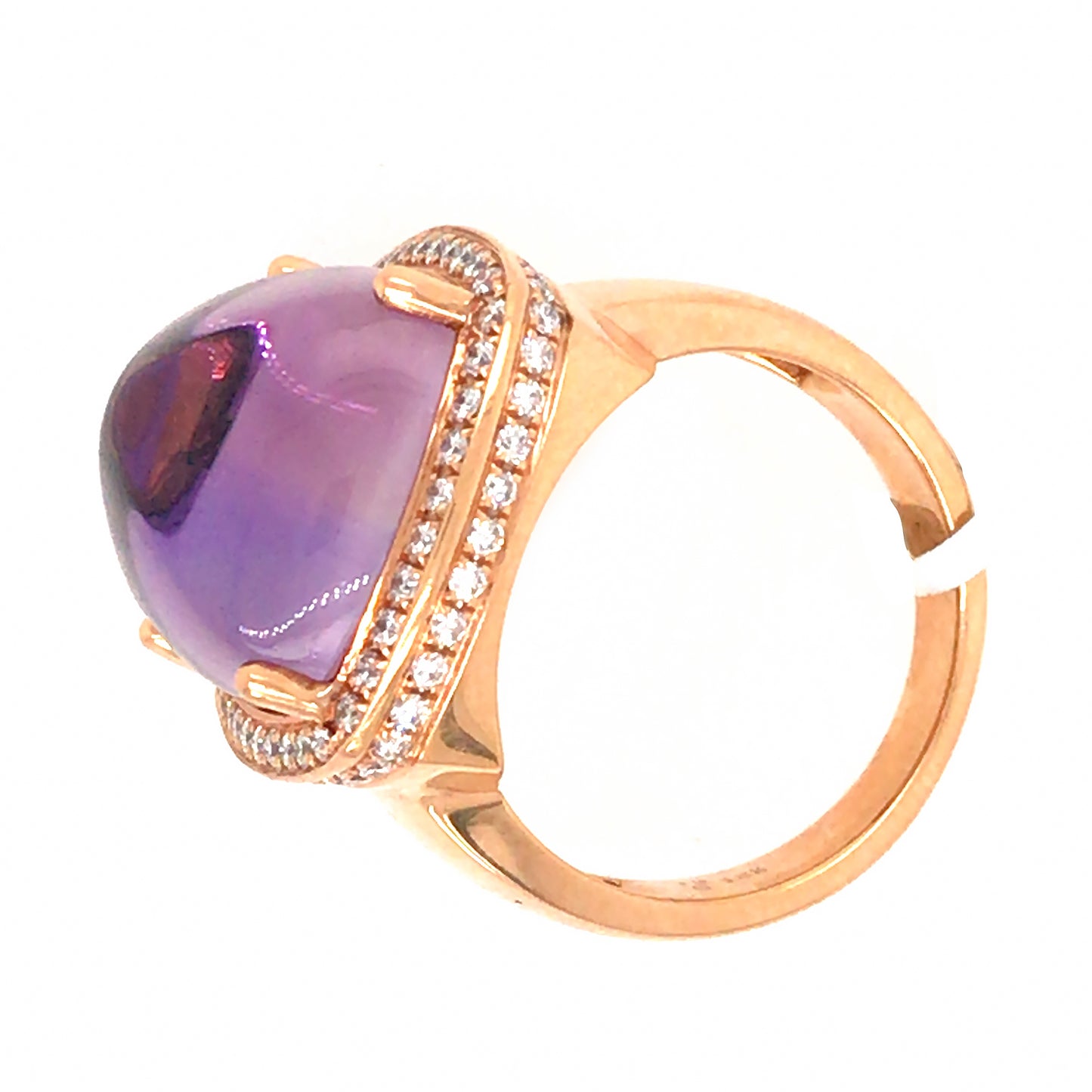 Load image into Gallery viewer, 18k Rose Gold Cabochon Amethyst and Diamond Ring
