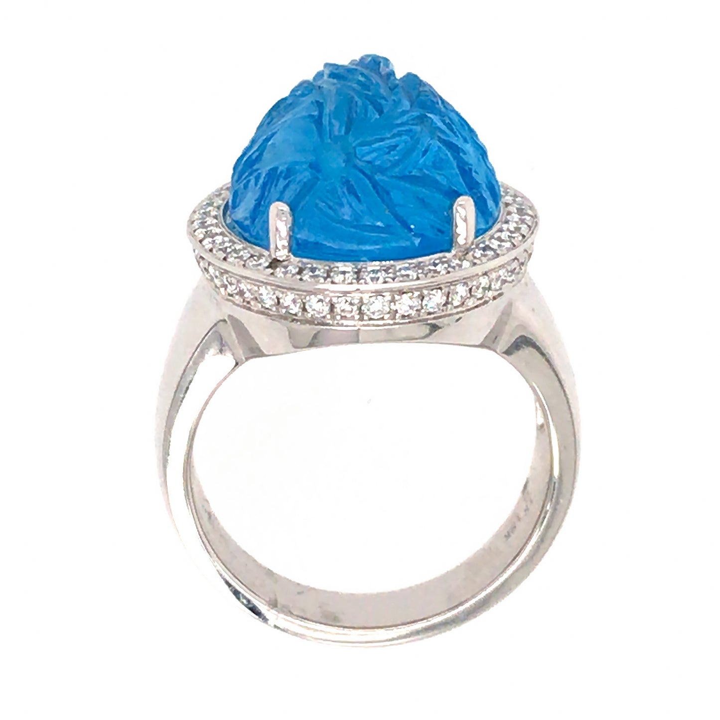 Load image into Gallery viewer, 18k White Gold Carved Topaz and Diamond Ring
