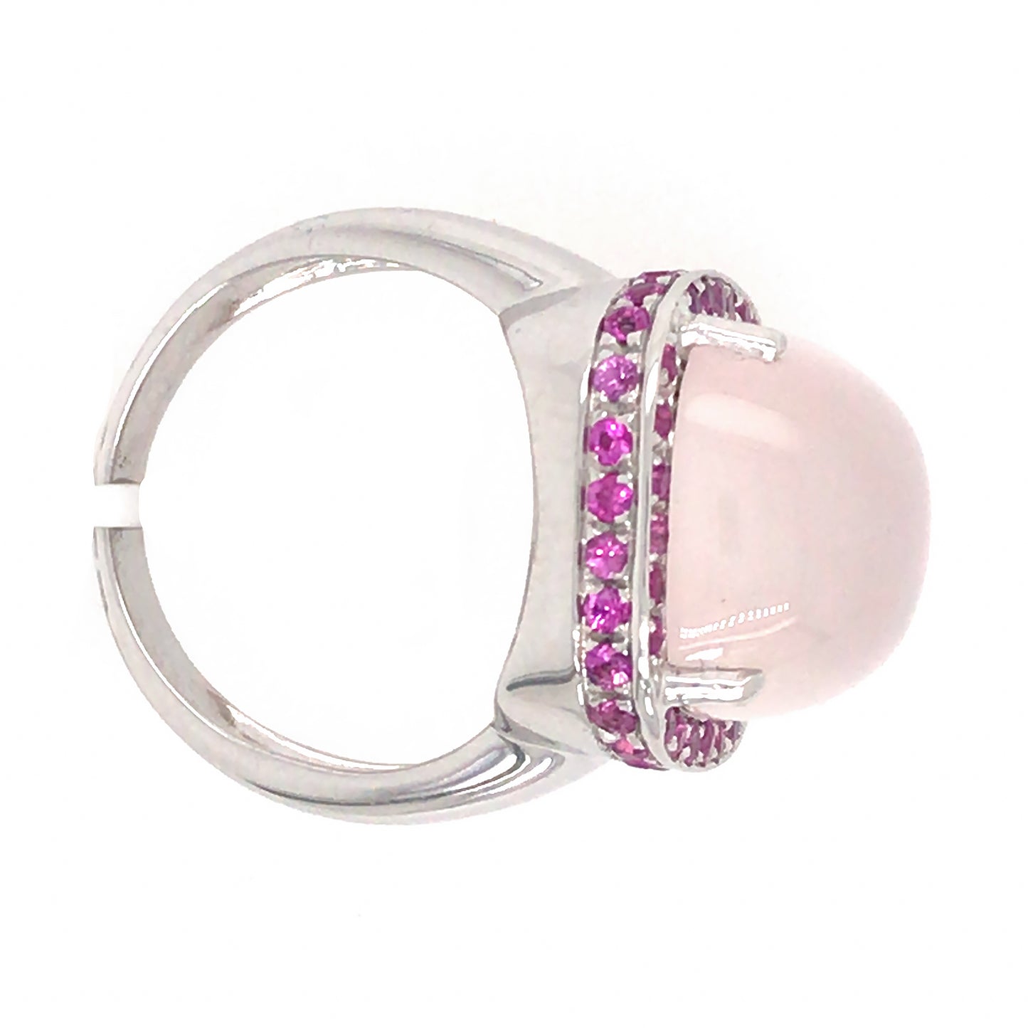 Load image into Gallery viewer, 18k White Gold Rose Quartz and Pink Sapphire Ring
