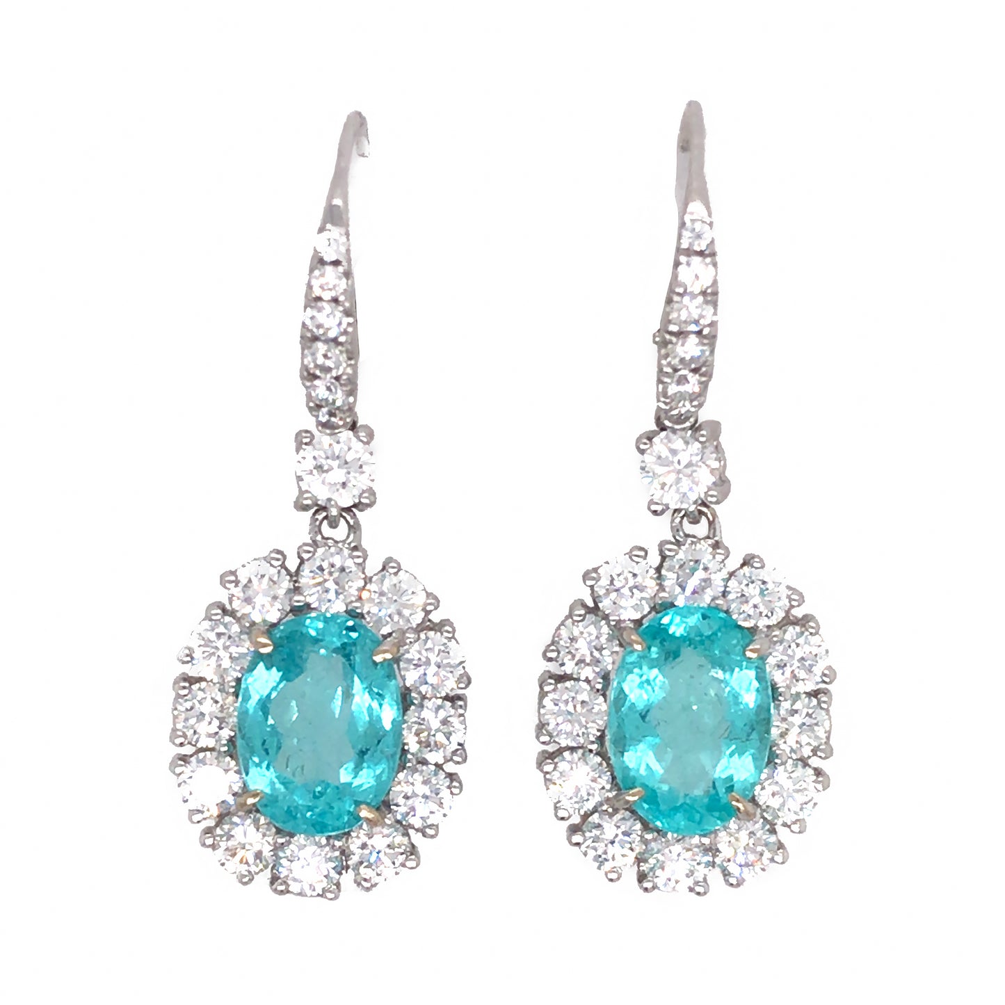 Certified Rare Blue Paraiba and Diamond Earrings