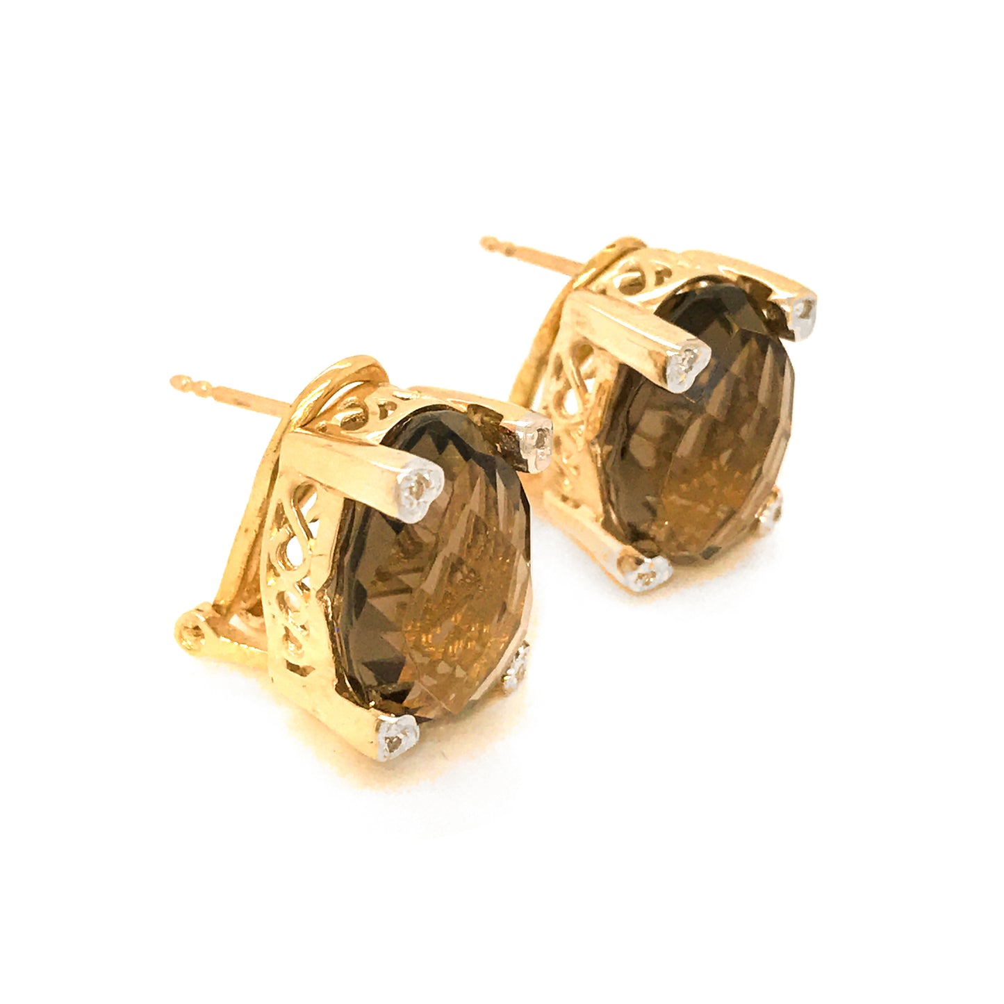 Load image into Gallery viewer, 14k Gold Diamond and Topaz Earrings
