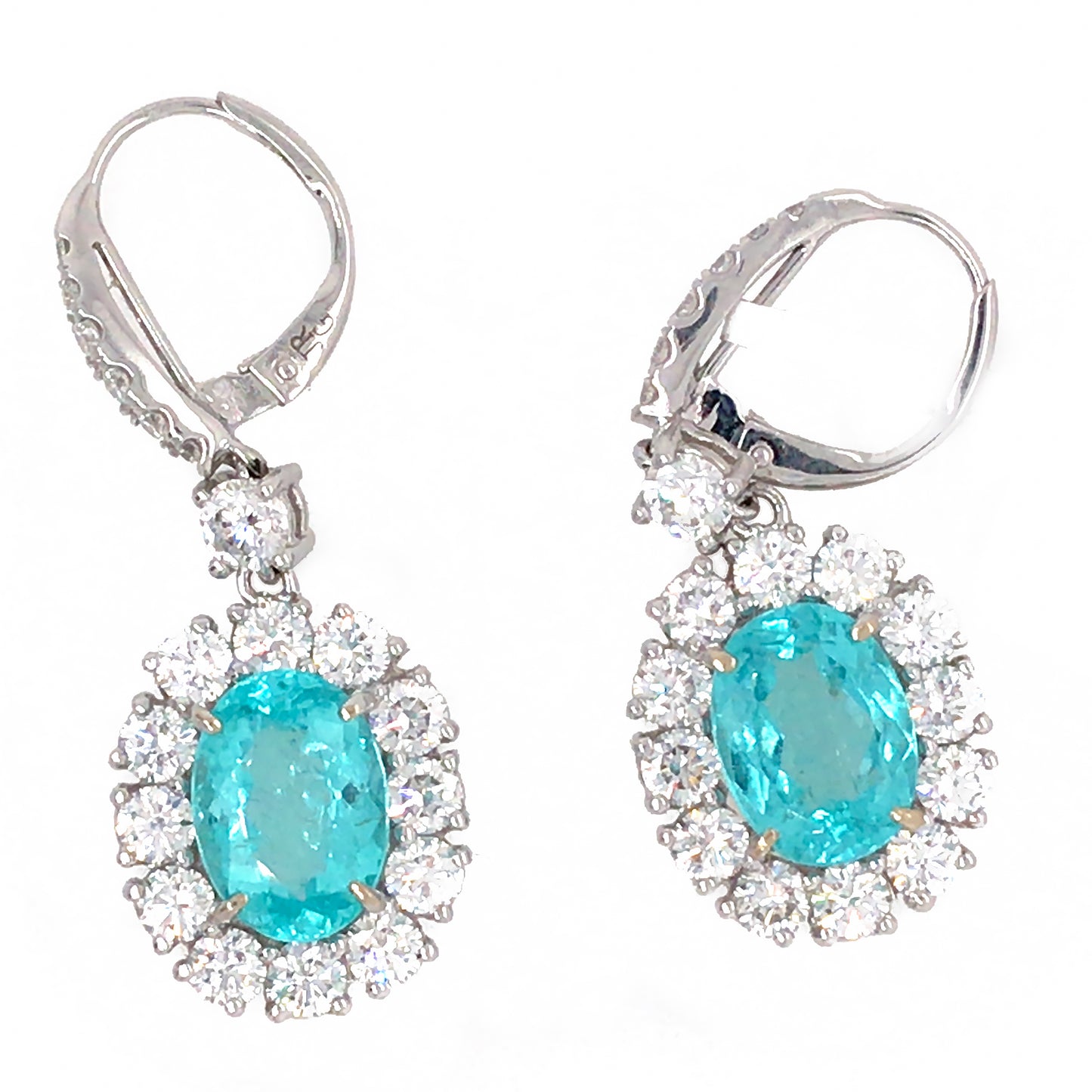 Certified Rare Blue Paraiba and Diamond Earrings
