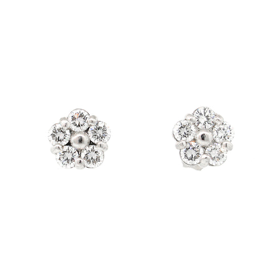 Load image into Gallery viewer, 18 kt White Gold Cluster Diamond Floral Earrings
