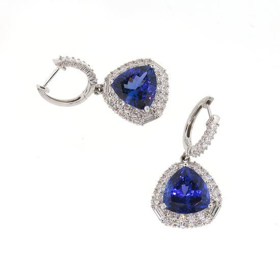 Trillion Tanzanite and Diamond Dangle Earrings