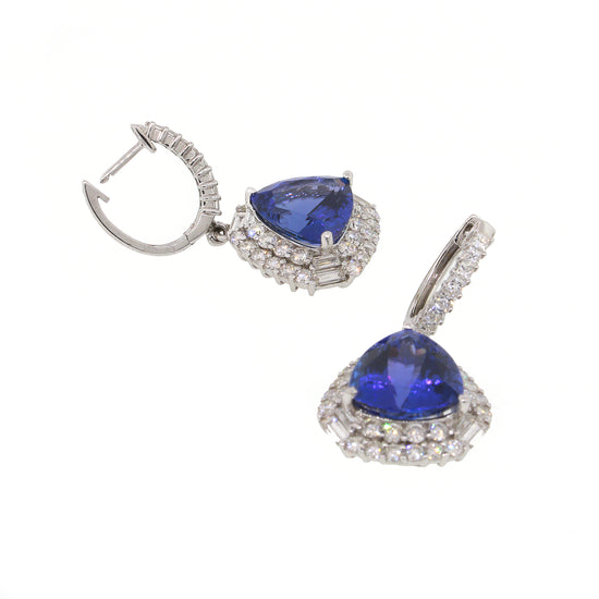 Trillion Tanzanite and Diamond Dangle Earrings