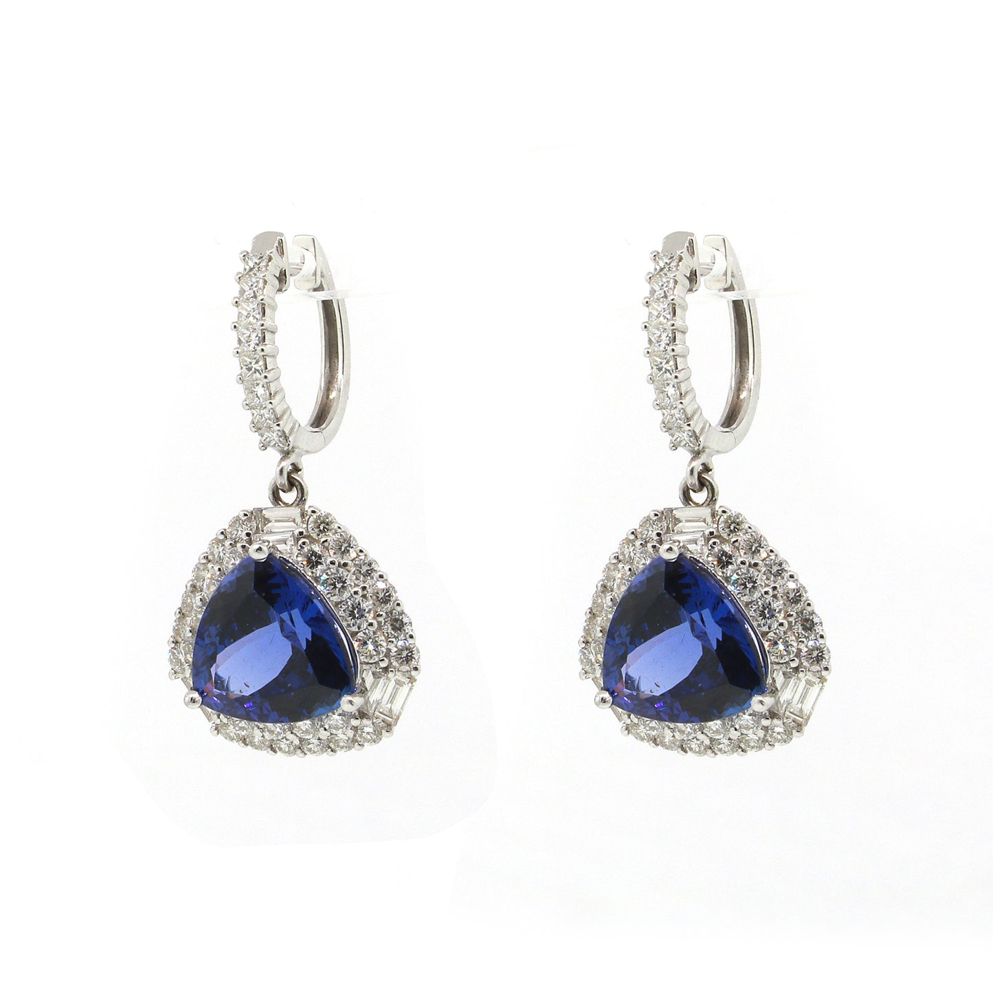 Trillion Tanzanite and Diamond Dangle Earrings