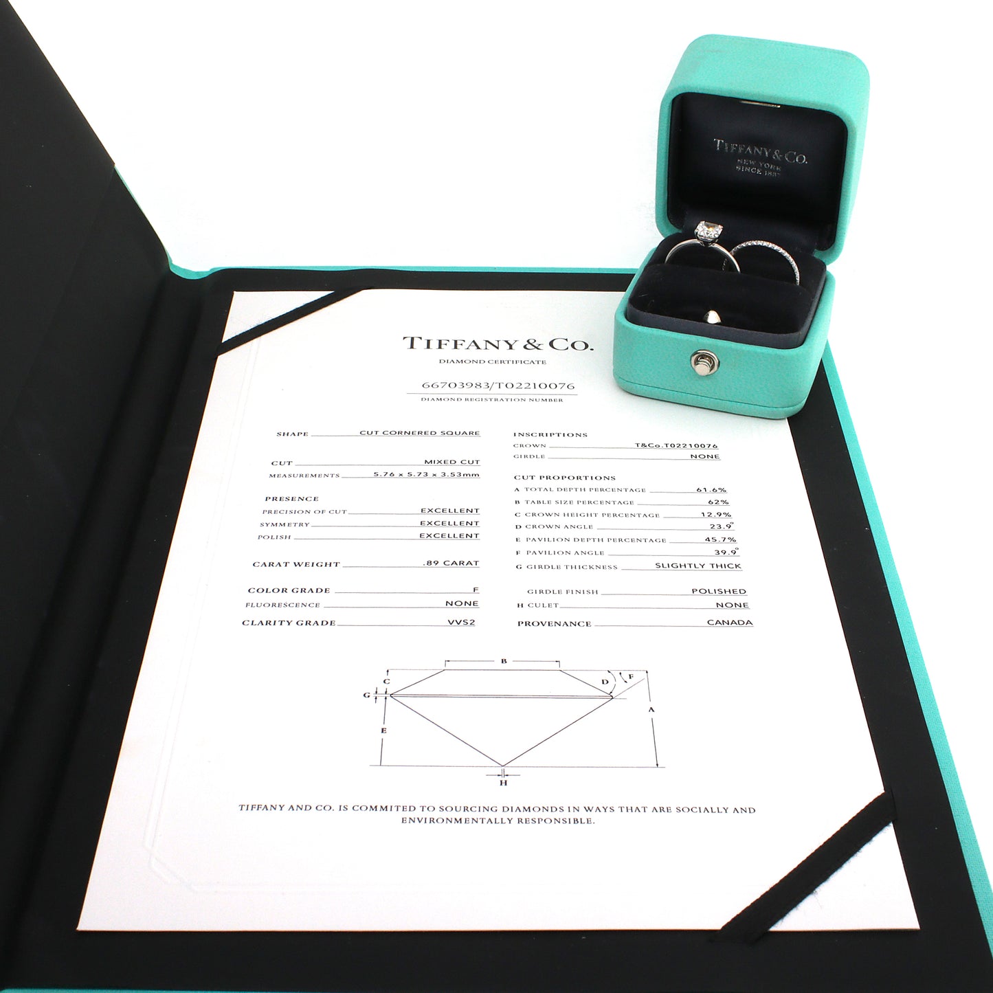 Tiffany and Co. TRUE Diamond Engagement Platinum Ring and Matching Wedding Band