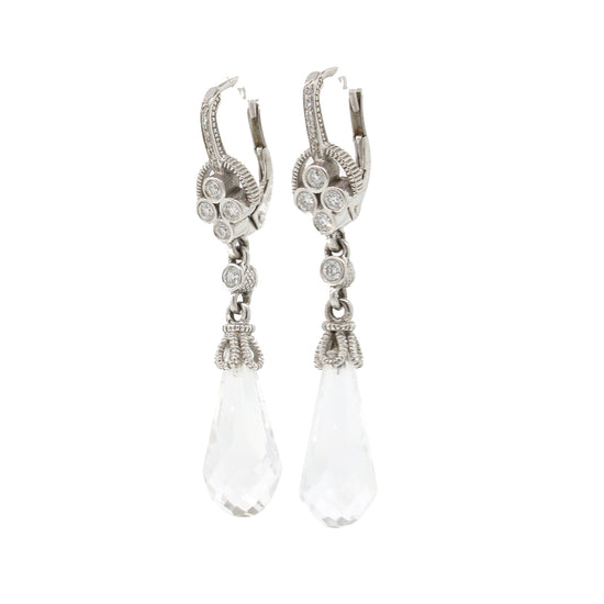 Load image into Gallery viewer, Judith Ripka Diamond Briolet Hanging Earrings
