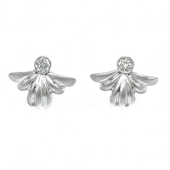 White Gold Angel Wings Diamond Stud Earrings