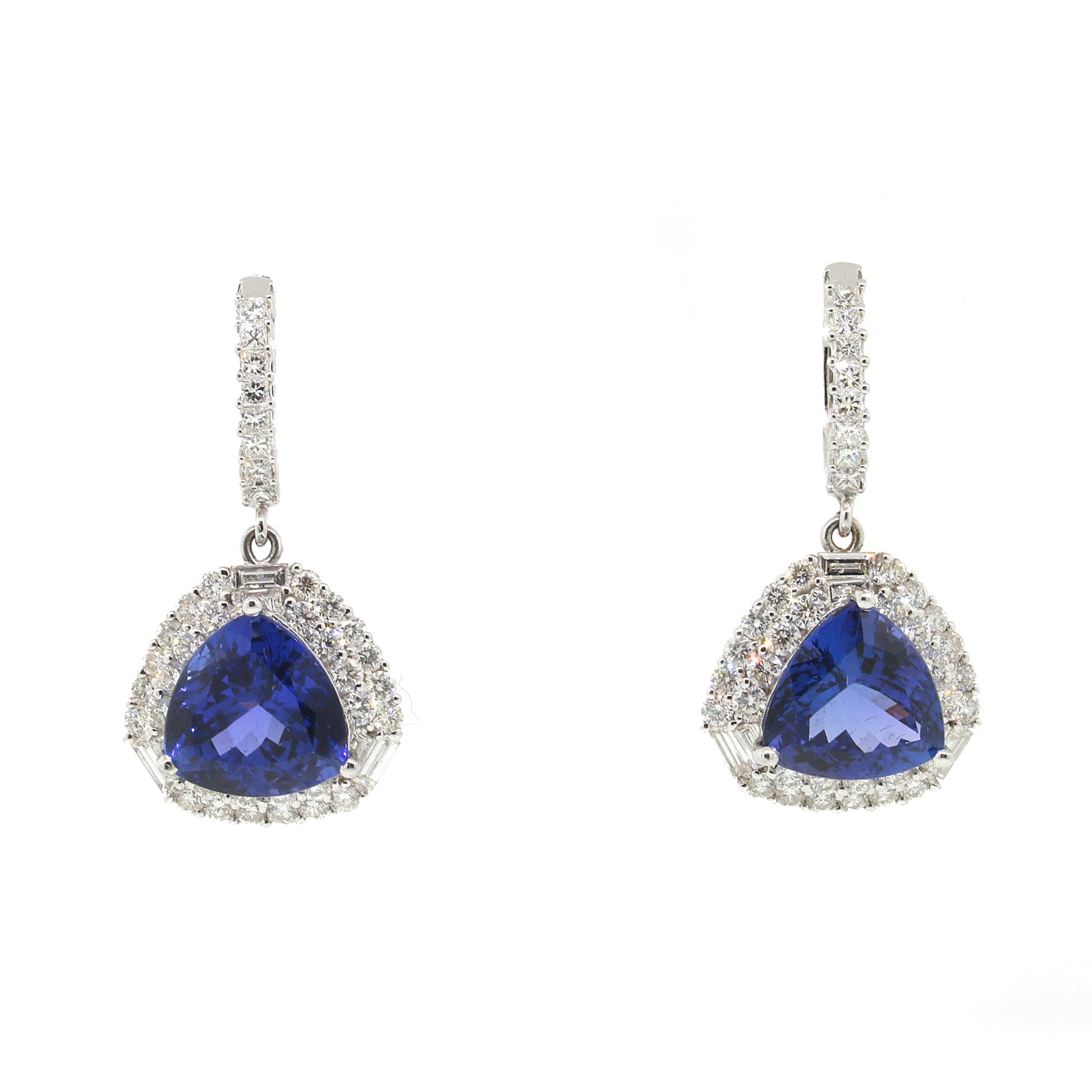 Trillion Tanzanite and Diamond Dangle Earrings
