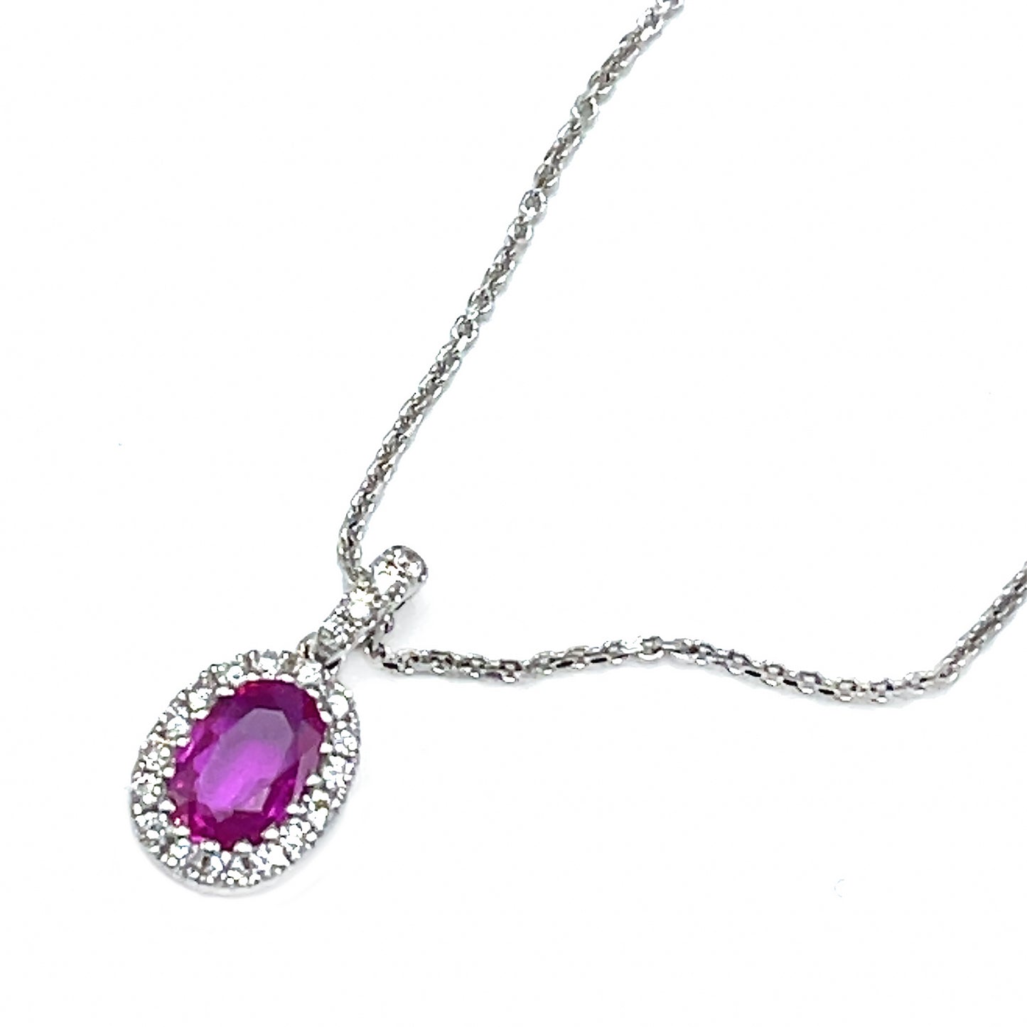 Load image into Gallery viewer, 18 kt White Gold Pink Sapphire and Diamond Pendant Necklace
