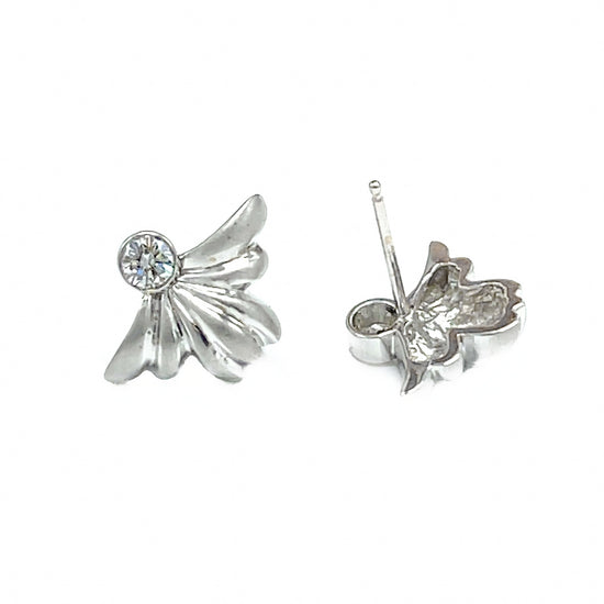 Load image into Gallery viewer, White Gold Angel Wings Diamond Stud Earrings
