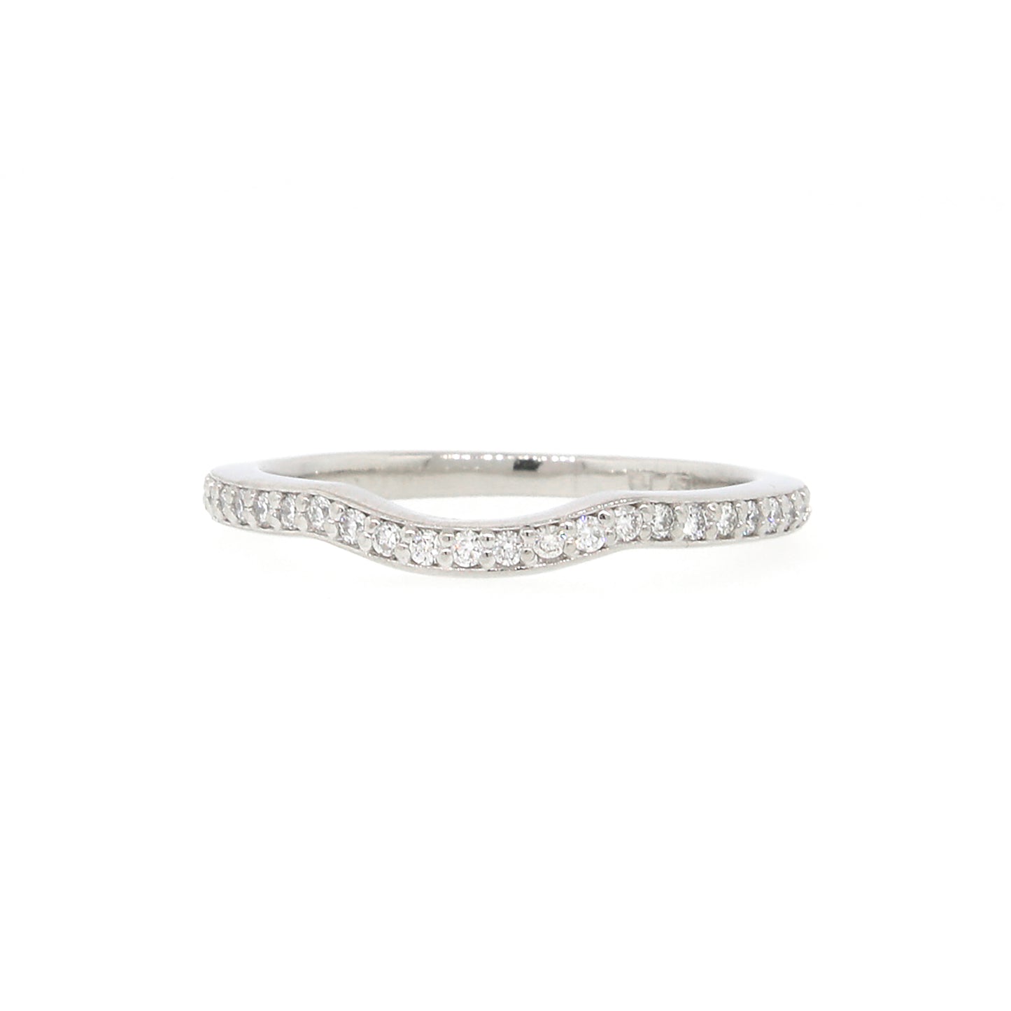 Load image into Gallery viewer, Platinum Pave Curved Diamond Band Ring Size 5.25
