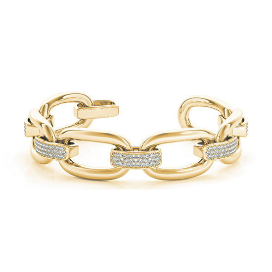 Oval & Diamond-Crusted Link Bracelet