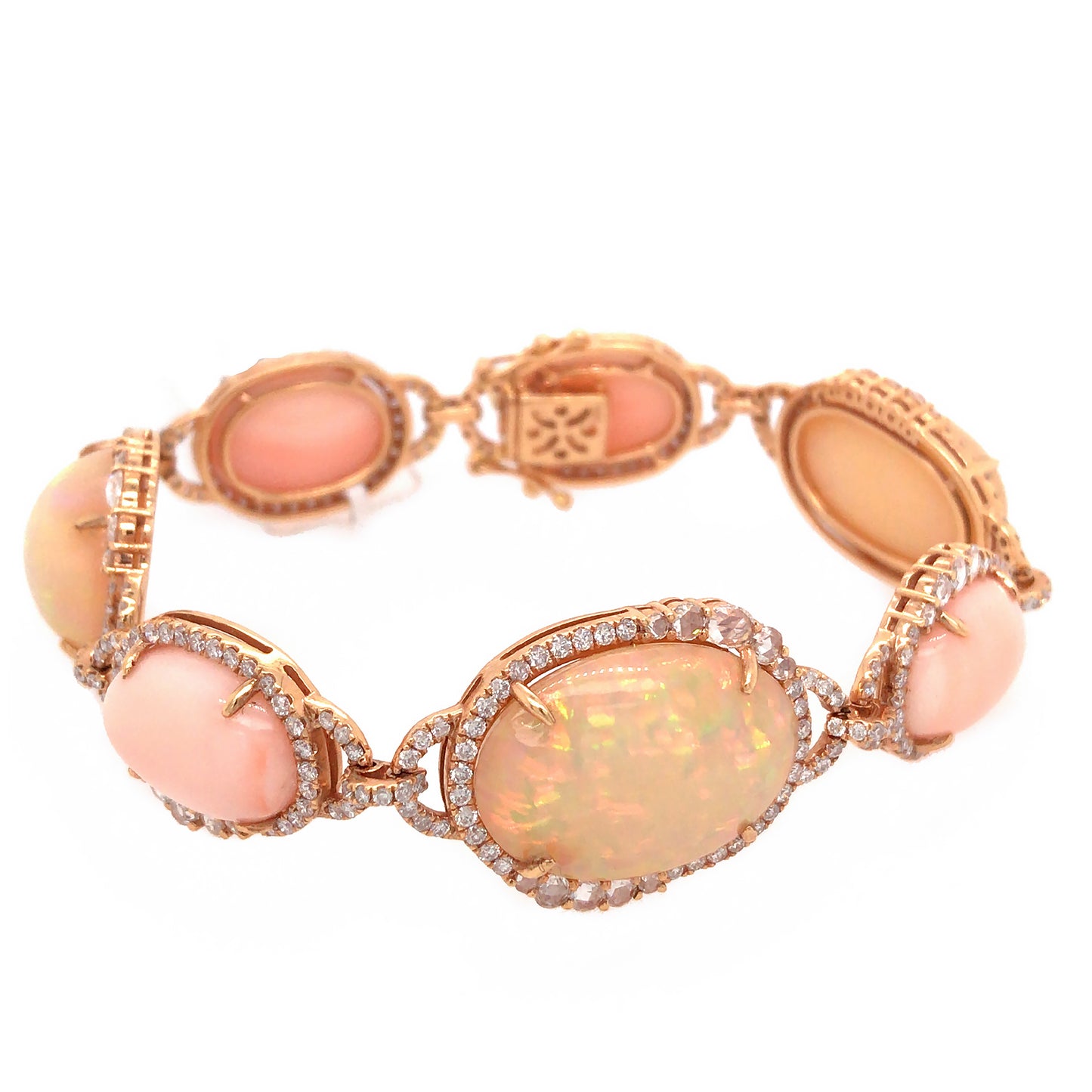 Load image into Gallery viewer, 18k Yellow Gold Coral and Opal Bracelet
