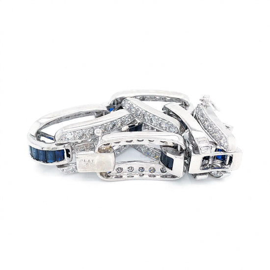 Estate Platinum Diamond and Sapphire Bracelet