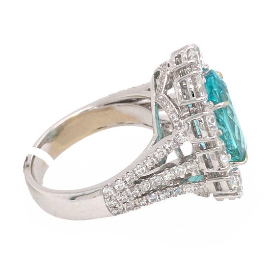 Certified Rare Blue Paraiba and Diamond Ring