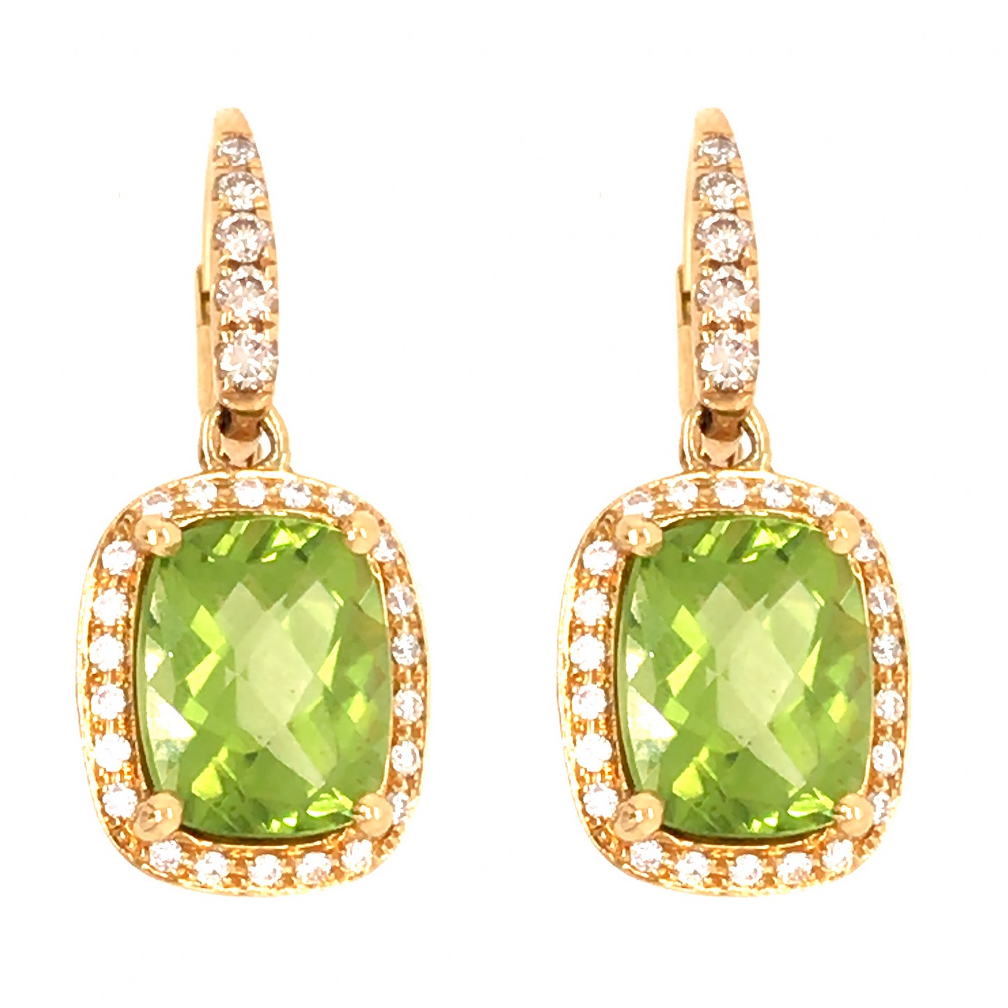 Load image into Gallery viewer, 18k Yellow Gold Diamond and Peridot Drop Earrings
