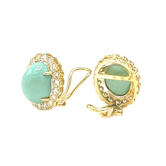 Load image into Gallery viewer, Elegant Turquoise and Diamond Cluster Earrings
