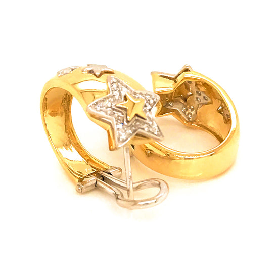 Load image into Gallery viewer, Estate Wempe 18K Yellow and White Gold Stars Diamond Earrings
