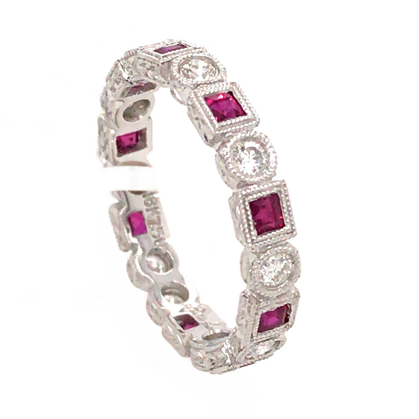 18k White Gold Ruby and Diamond Band