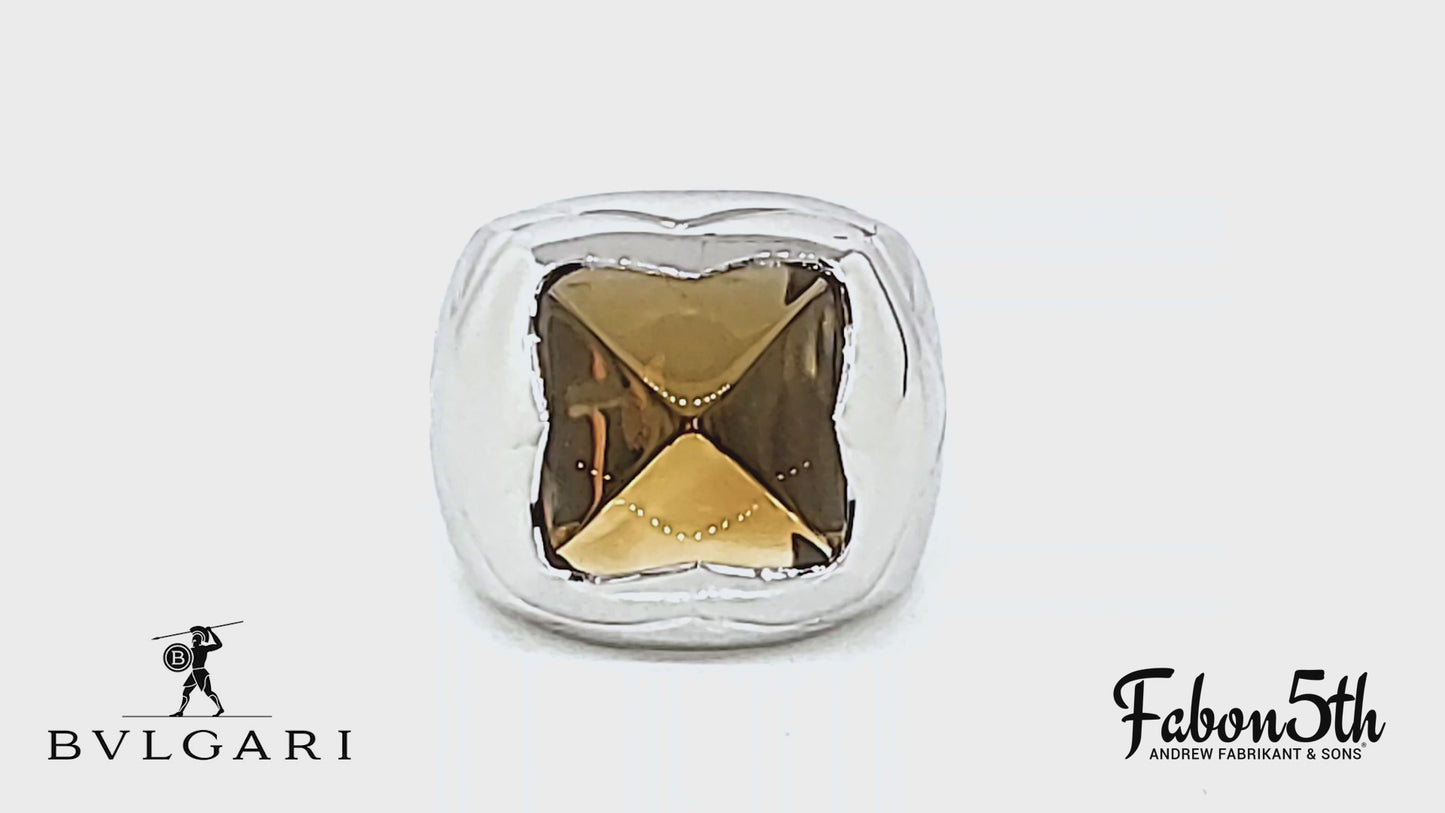 Load and play video in Gallery viewer, Bvlgari Citrine Pyramid Ring in 18k White Gold
