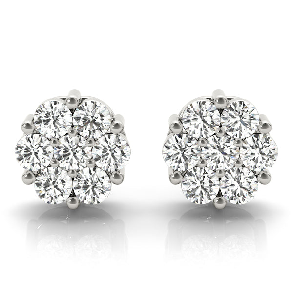 Classic 2.10 carat Diamond Cluster Earrings