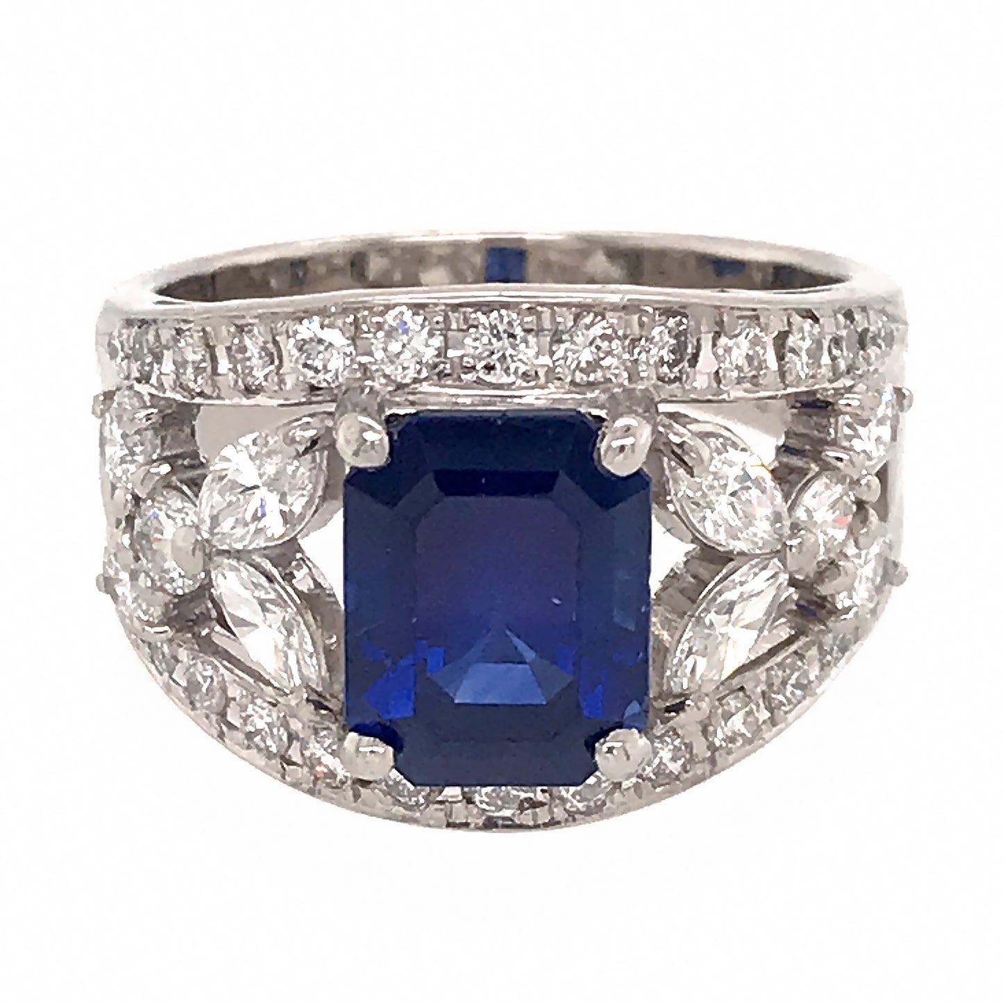 Platinum Sapphire and Diamond Ring