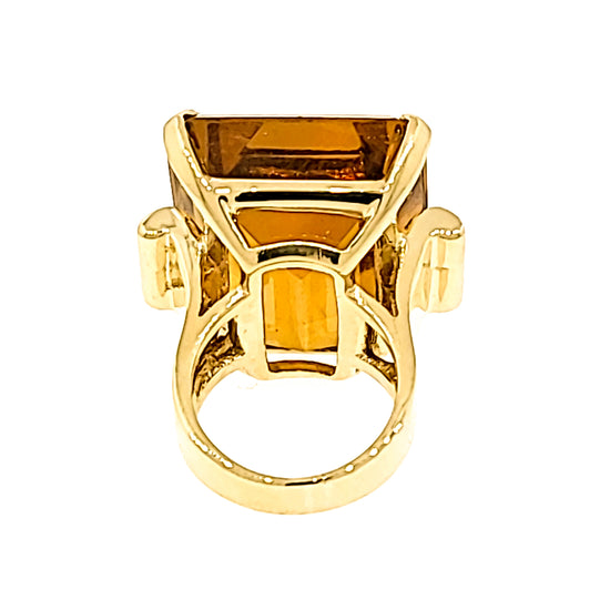 Fabulous Retro Citrine Yellow Gold Ring