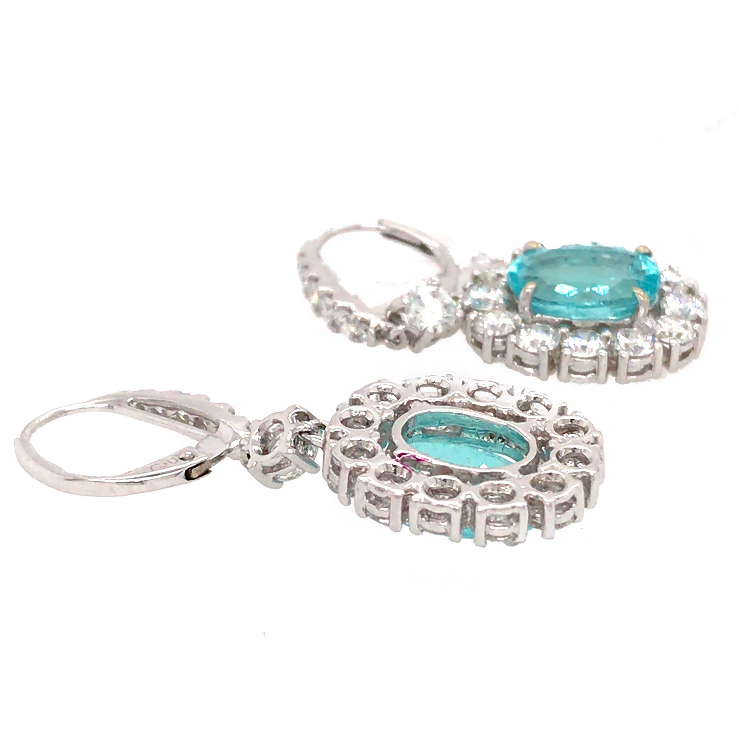 Certified Rare Blue Paraiba and Diamond Earrings