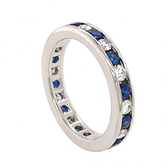 Tiffany and Co. Platinum Diamond and Sapphire Eternity Band