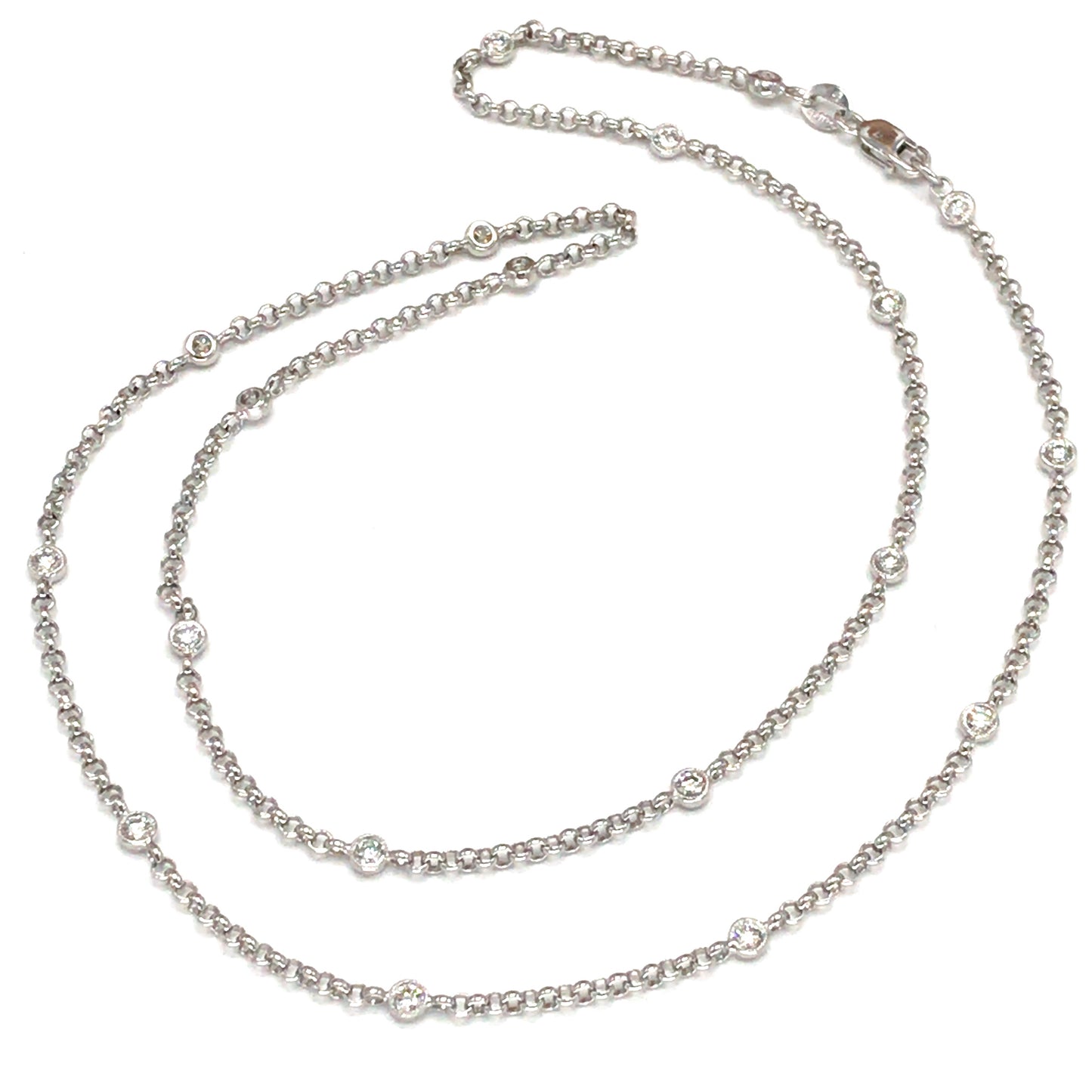 18k White Gold Diamond By the Yard Chain Necklace
