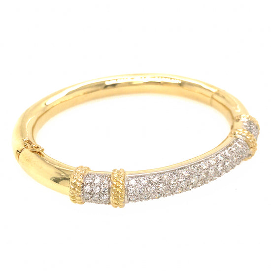 Estate 18k Yellow Gold Diamond Bangle Bracelet