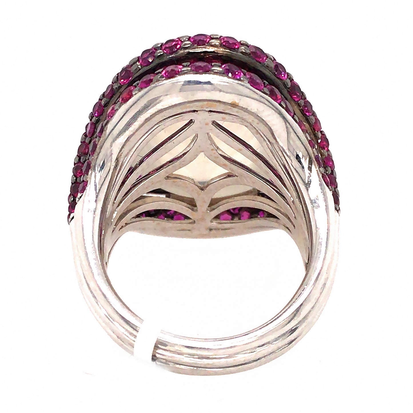 Load image into Gallery viewer, 18k White Gold Moonstone and Pink Sapphire Ring
