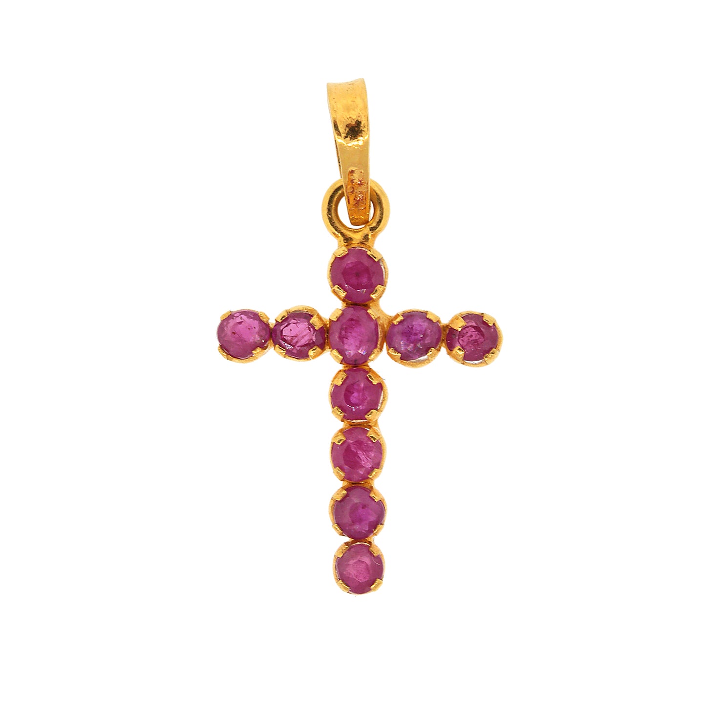Load image into Gallery viewer, 14 kt Yellow Gold Ruby Cross Pendant
