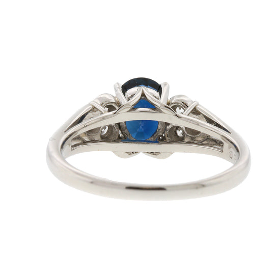 Mikimoto Platinum Diamond and Sapphire Ring