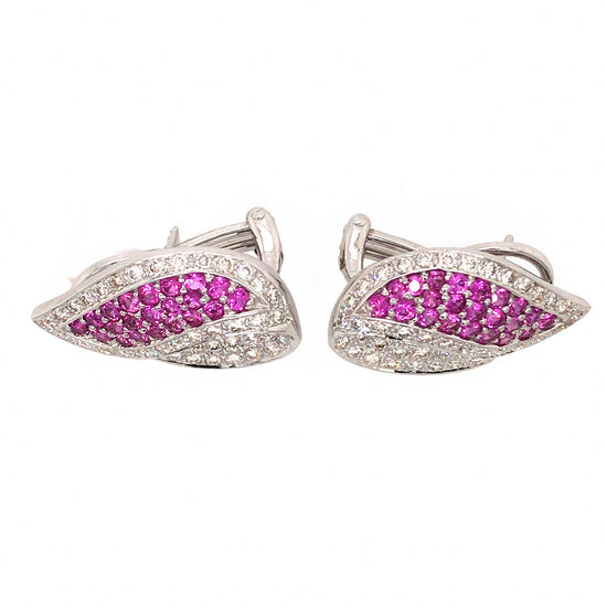 18k White Gold Pink Sapphire and Diamond Earrings