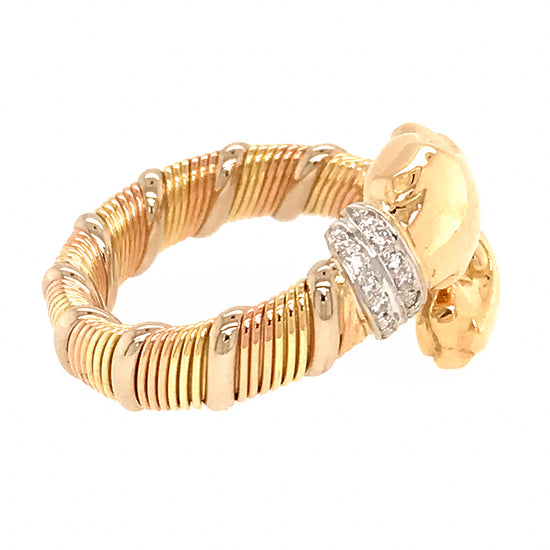 Cartier 18K Yellow Gold Diamond Double Head Cross Over Ring