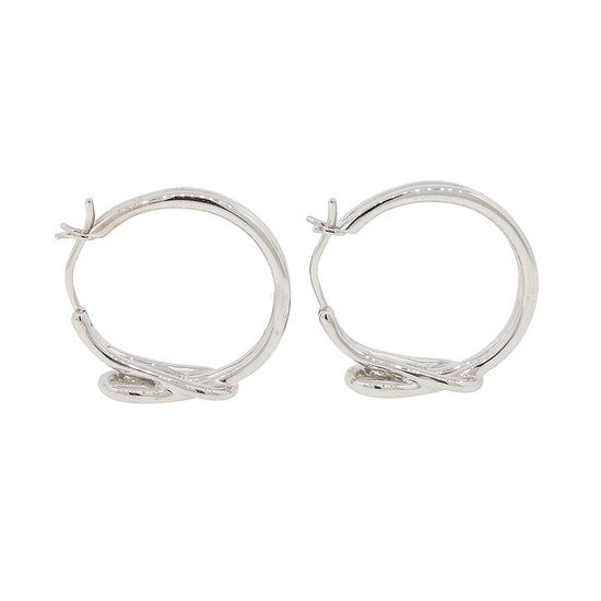 Load image into Gallery viewer, 14k White Gold Diamond Hoops Earrings
