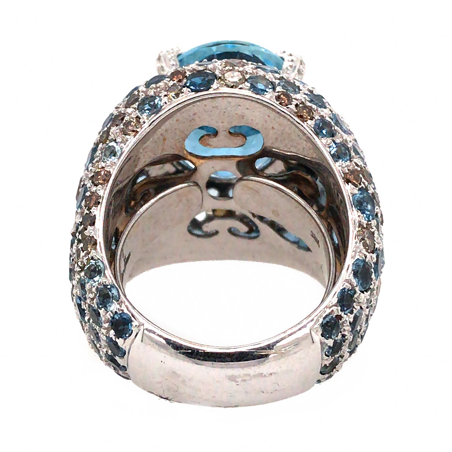 18k White Gold Aquamarine and Diamond Cocktail Ring
