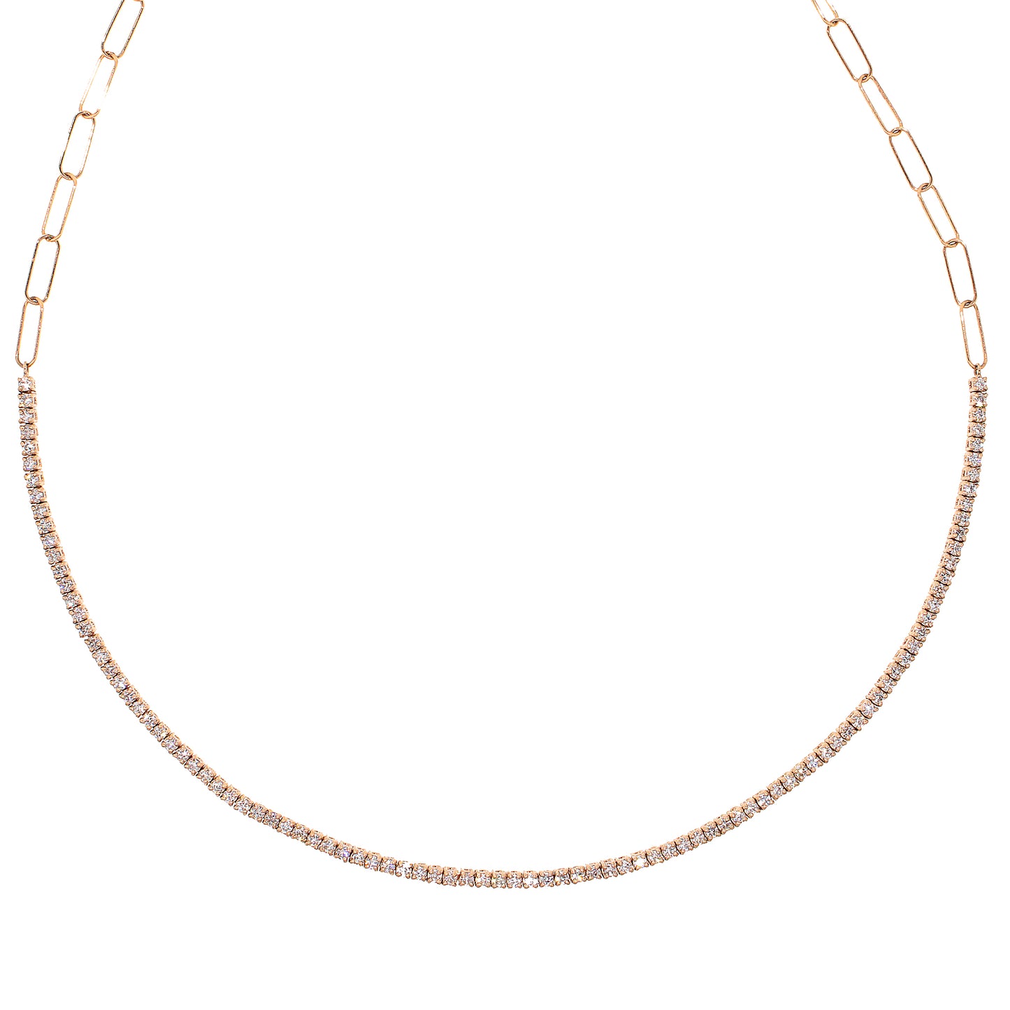 Chain Link Diamond Tennis Choker Necklace