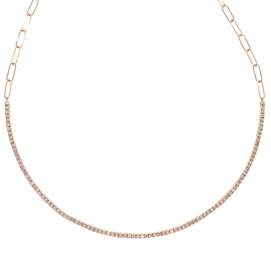 Chain Link Diamond Tennis Choker Necklace