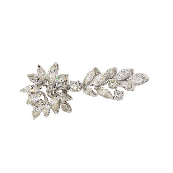 Marquise and Round Cut Diamond Drop Earrings