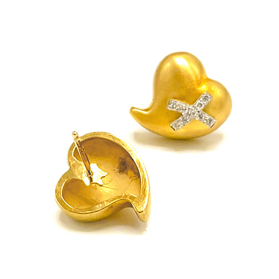 Load image into Gallery viewer, Yellow Gold XO Diamond Stud Earrings
