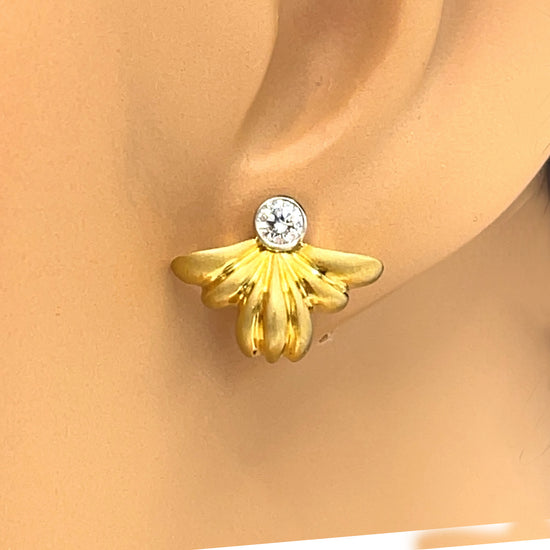 Yellow Gold Angel Wings Diamond Stud Earrings