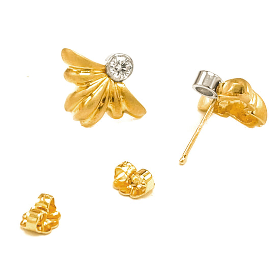 Yellow Gold Angel Wings Diamond Stud Earrings