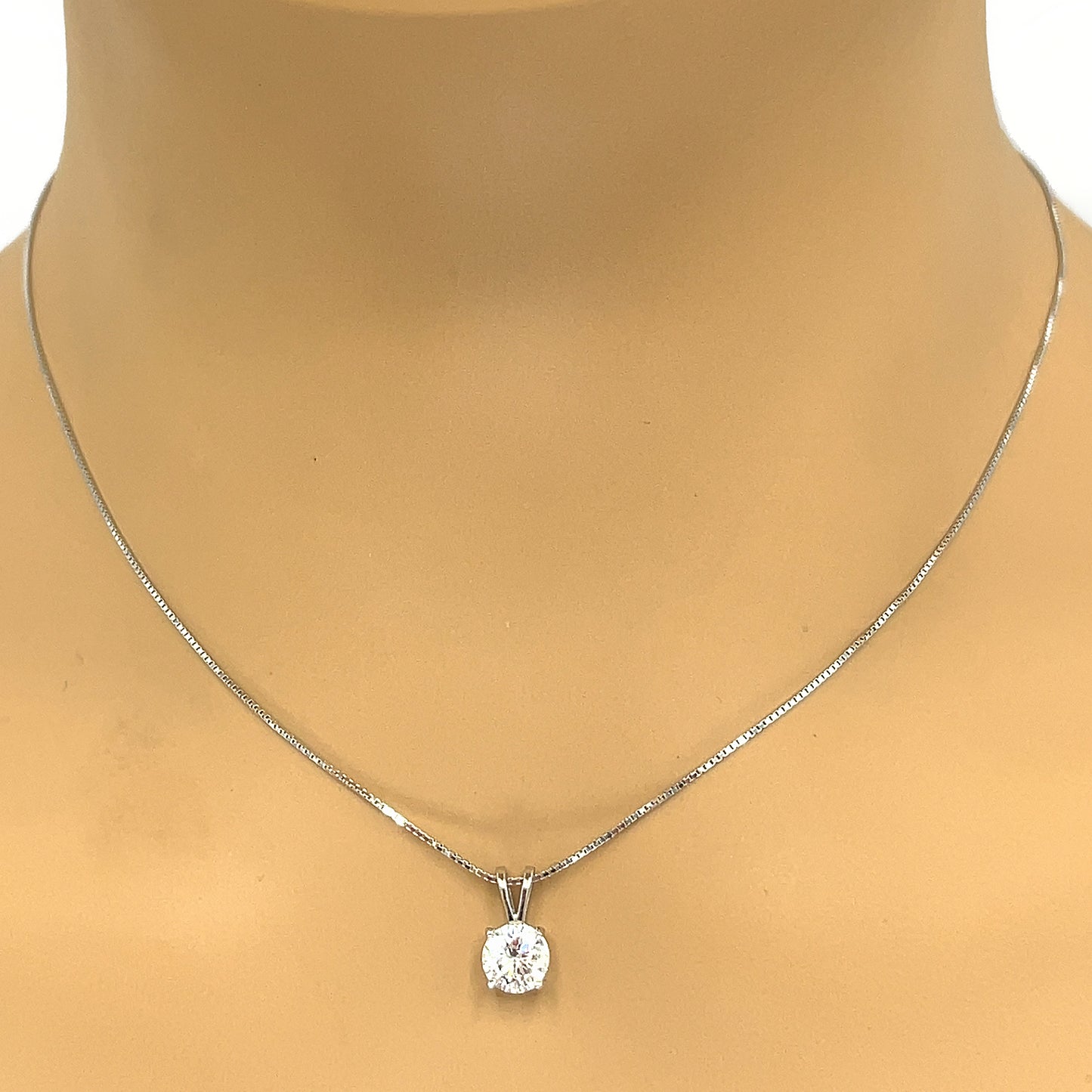 Classic Single Diamond Pendant Necklace