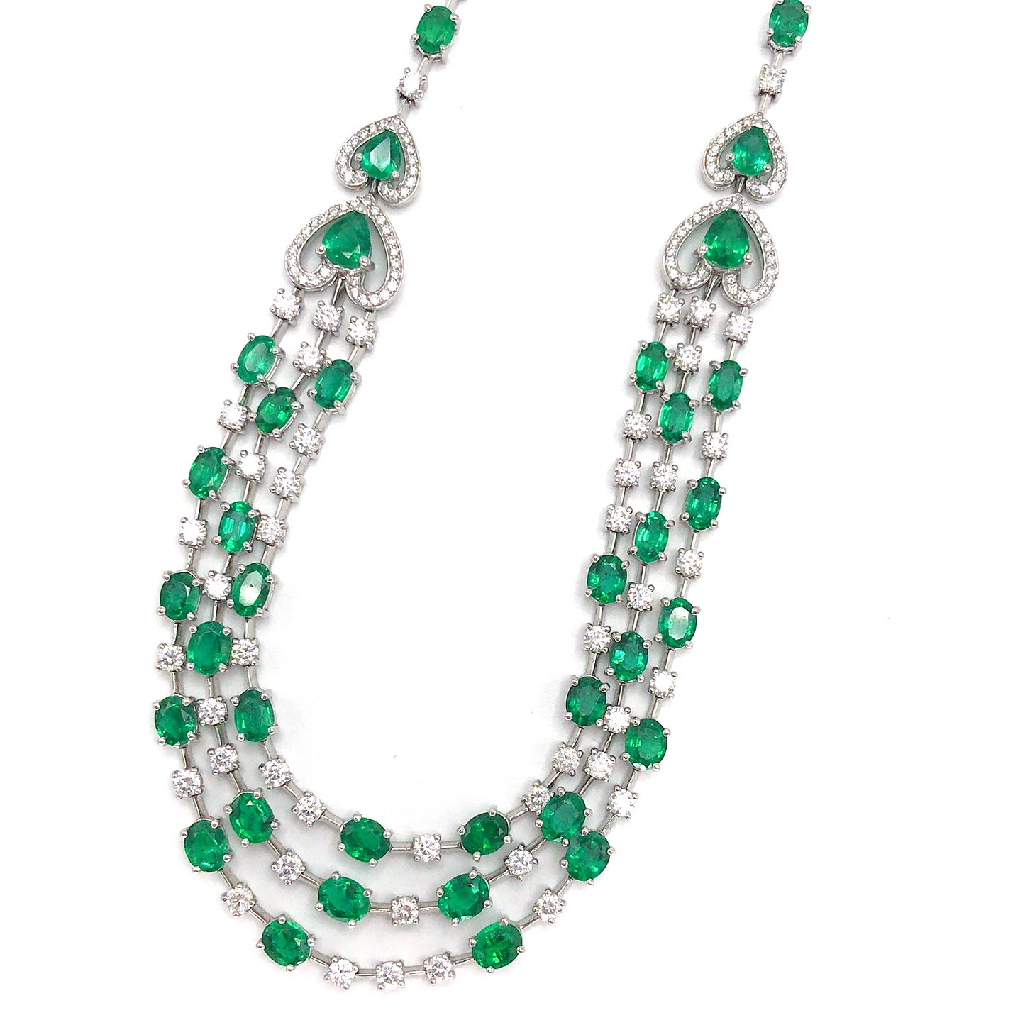 Load image into Gallery viewer, 18k White Gold Emerald and Diamond Layered Necklace
